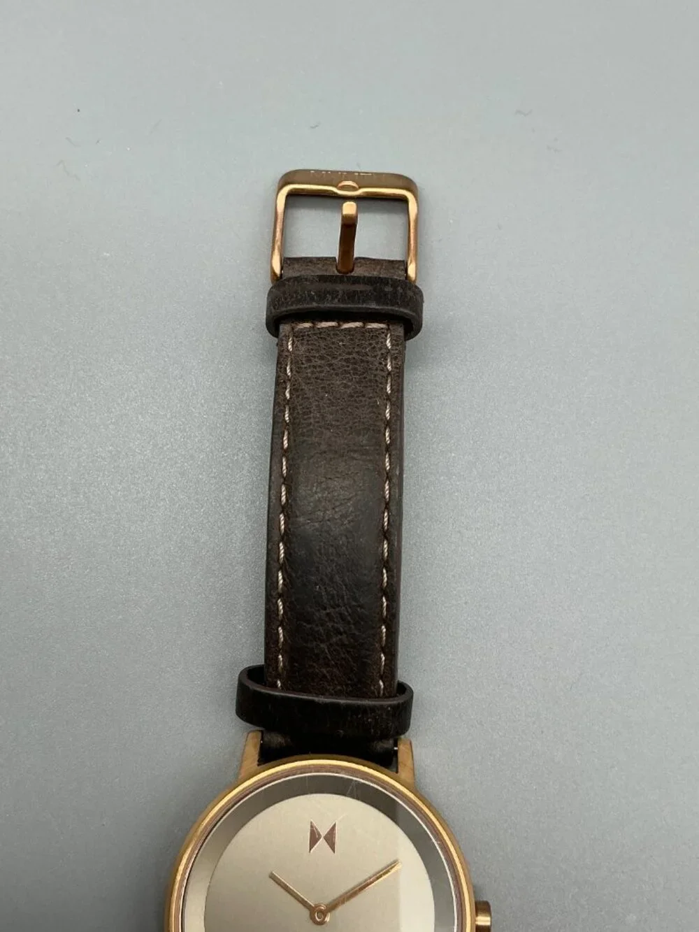 MVMT Ashen Taupe Womens Watch 34mm Rose Gold Tone Date Leather New Battery